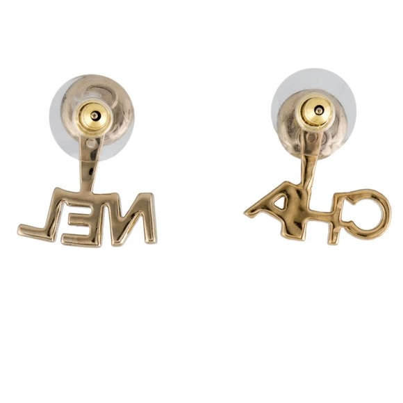 Faux Pearl & Strass ‘CHA-NEL’ Earring Jacket Stud Earrings - Picture 3 of 6